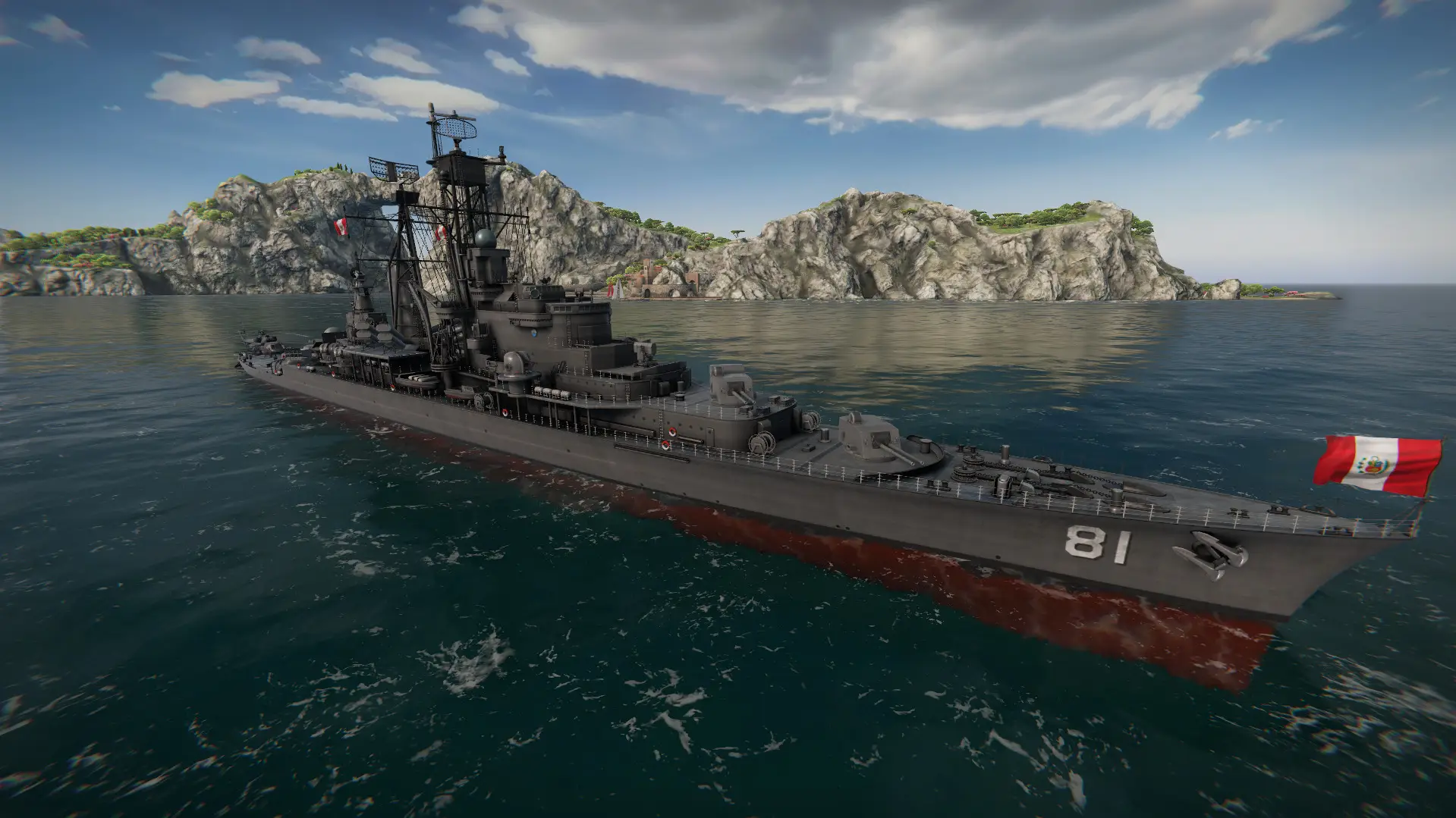 BAP Almirante Grau (CLM-81) — a cruiser that served as the flagship of the Peruvian Navy since 1973. The ship underwent multiple modernizations, receiving advanced equipment and electronic systems. For its class, it stood out with high speed, excellent maneuverability, and the presence of a deck helicopter. Its primary armament consisted of powerful artillery mounts, supplemented by missile systems and launchers. Defensive capabilities were provided by numerous and reliable air defense systems. Armament : Missile Battery (ASM) — Teseo MK2/E [2x1] Cannon — Bofors M/42 AG (152 mm) [4x1]🔒 Grenade Launcher — RUR-5B ASROC [2x1] Helicopter — Mi-171ShP [1x1]🔒 Anti-air— 40/L70 DARDO AG (40 mm) [2x1]🔒 Anti-air— Bofors L/70 BOFI-R (40 mm) [4x1]🔒 Anti-air— RIM-116 ER [1x1]🔒 Exclusive Armament: Bofors M/42 AG (152 mm) — a Swedish naval gun of 152 mm caliber, widely used in the Peruvian Navy. It is distinguished by high accuracy and long range, allowing effective engagement of surface targets at significant distances. 40/L70 DARDO AG (40 mm) — an Italian high-rate-of-fire small-caliber naval anti-aircraft mount, used for ship air defense. It provides rapid fire and effective destruction of aerial targets at considerable ranges. Bofors L/70 BOFI-R (40 mm) — a Peruvian version of the small-caliber high-rate-of-fire Bofors anti-aircraft mount. The upgraded system is designed to combat aerial targets at medium ranges and uses high-explosive fragmentation shells to enhance destructive effect. RIM-116 ER — an American anti-aircraft missile system designed to intercept aerial threats. It features extended range, allowing targets to be destroyed at a safe distance from the ship. Mi-171ShP — a multirole combat-transport helicopter, an improved version of the Mi-8 family. Exported and modernized in various countries. Equipped with a reinforced fuselage and modern armament, enabling effective operations against surface and aerial targets. Distinctive Features in Battle Pros: High accuracy and tight grouping of artillery fire at medium and long ranges. One of the fastest units in its class (slightly inferior to the Italian Vittorio Veneto (C 550)). Deck helicopter with heavy machine guns and unguided rockets, providing consistent damage to targets. Cons: The AA system is primarily oriented toward artillery mounts, reducing its effectiveness against missile strikes. The new Peruvian cruiser clearly demonstrates: a successful layout combined with thoughtful and flexible modernization can still impose its own rules of engagement even in the realities of modern naval battles. Tactics on it revolve around a timely salvo from four main caliber guns — essentially a battleship approach, but with a smaller caliber — followed by retreating to cover. The arsenal includes rocket launchers and missile batteries, but the key remains the combination of maneuverability and precise, powerful artillery. Is there sense in head-on clashes with enemy ships? Yes — provided precise synchronization of strikes on a single target together with allies. Prefer to engage from a distance? No problem: the large-caliber Swedish guns confidently inflict significant damage on any chosen target. BAP Almirante Grau (CLM-81) — a ship that pays homage to the classic approach to naval battles of yesteryear, and this approach remains no less effective today. #ModernWarships #RoyalNavy #ship #edit #sound 