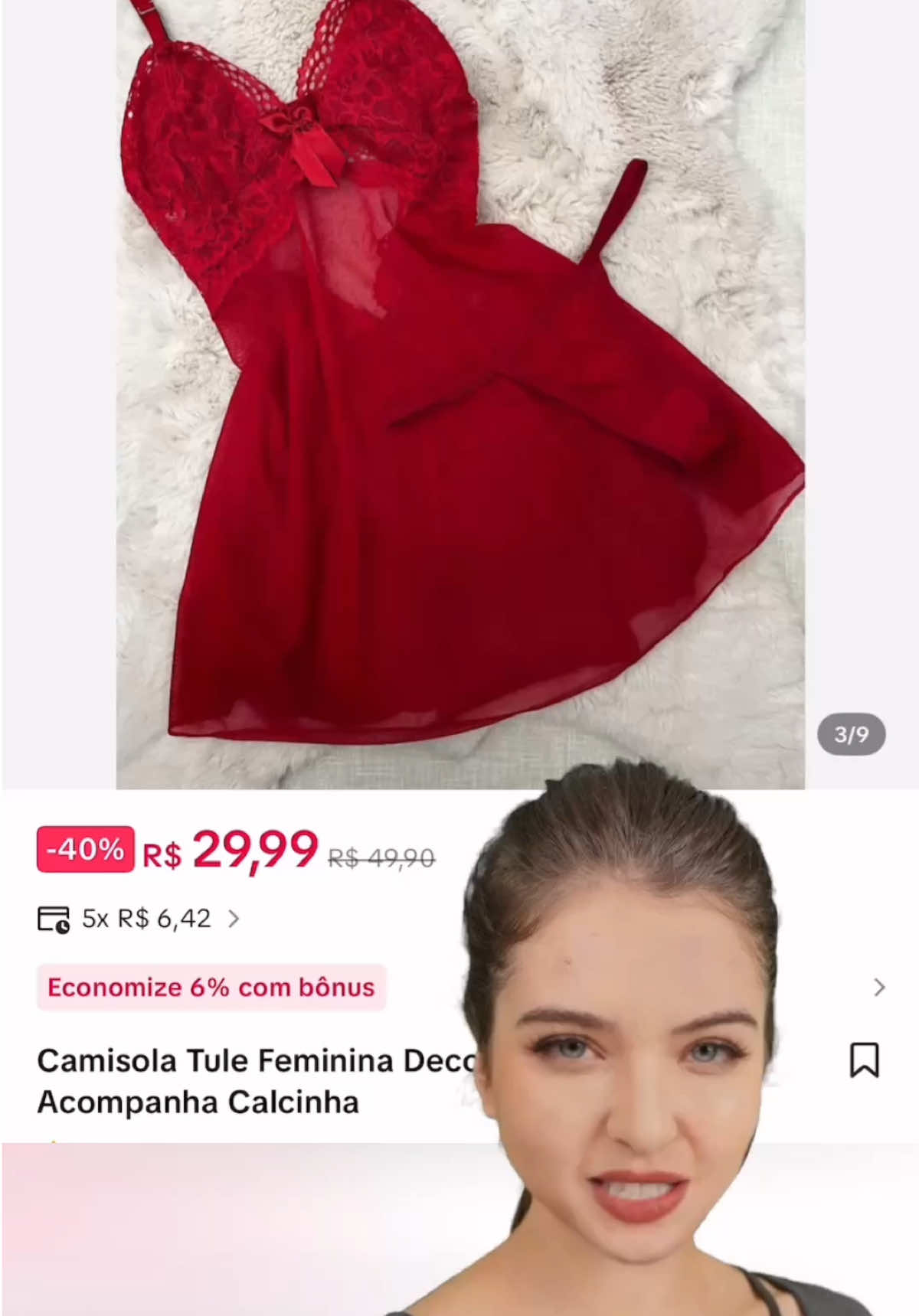 GENTE, SUPER PROMOÇÃO! Que achado! Camisola de Tule vermelha, super sexy e elegante, com renda no busto e calcinha inclusa. Qualidade premium por preço baixo! Perfeita para arrasar! CLIQUE NO CARRINHO LARANJA AQUI ABAIXO!#tiktokshop #Camisola #PijamaFeminino #tiktokshop1111br #dicasdemoda  @Monnetik1  @Monnetik1  @Monnetik1 