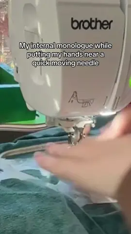 Me making art using a machine while having tremors and placing hand close to the needle = pretty smart idk. 🧍 please don’t stab my finger