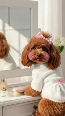 【🍓いちごちゃん】メイク、ちょっとやりすぎた！？#dog #トイプードル #メイク #モリモリ