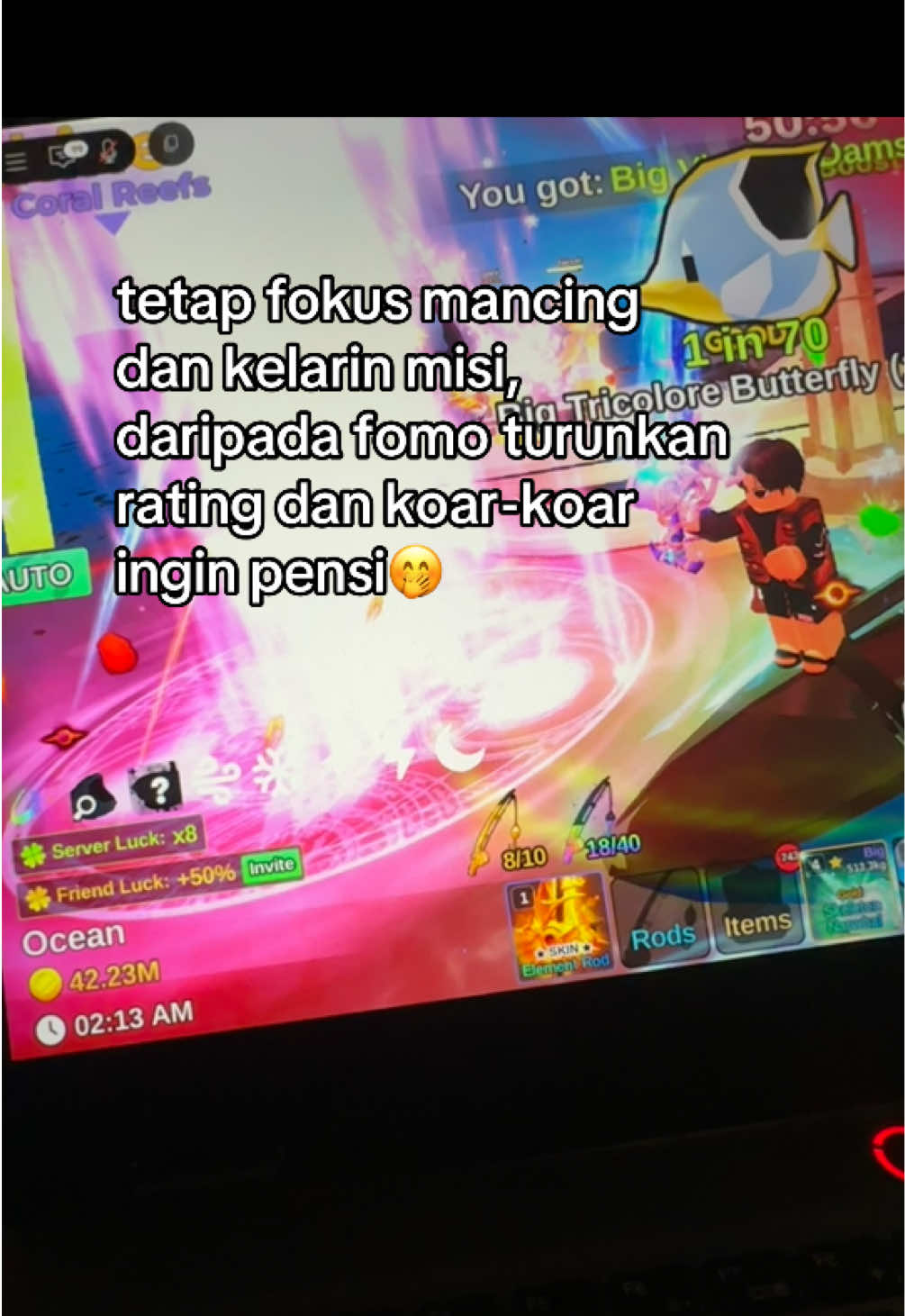 yg turunin rating, tp tapi masih mancing & ikutan event nanti malem, lucu loh ya🤭🤣 #purplebloodmoon #jeevafishit #robloxfyp #fishit #fyp 