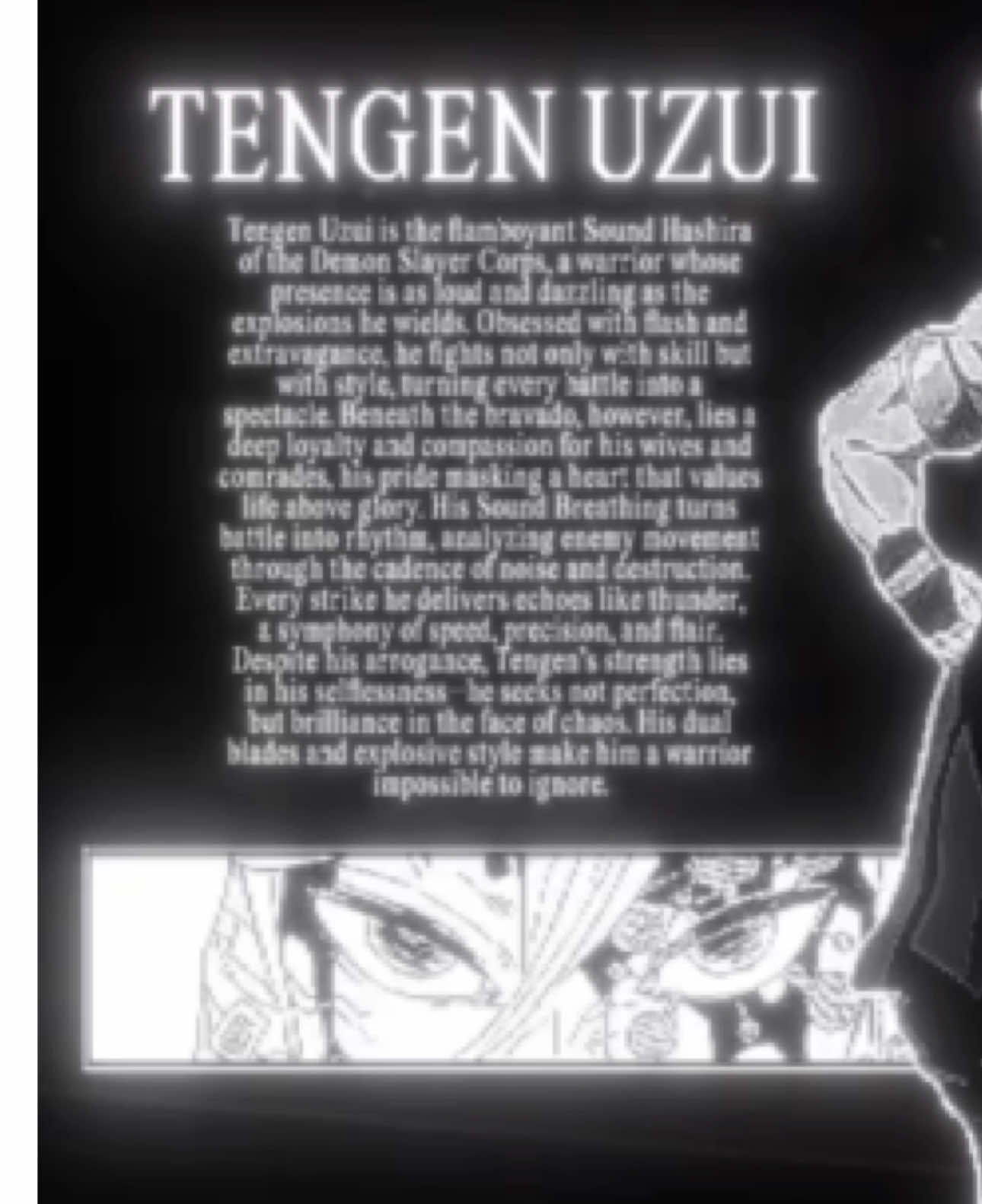 TENGEN || some new additions, peep the new tag too! 👀 hope you guys enjoy this 🖤🤍 #tengen #tengenuzui #demonslayer #anime #animeedit 