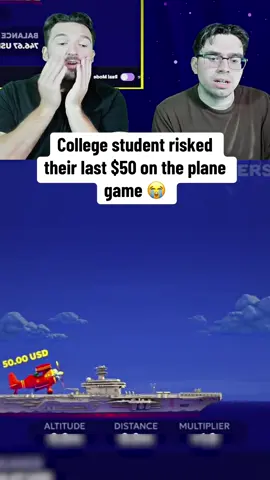 College student risked their last $50 on the plane game 😭 #streamer #kickstreaming #planegame #aviamaster 