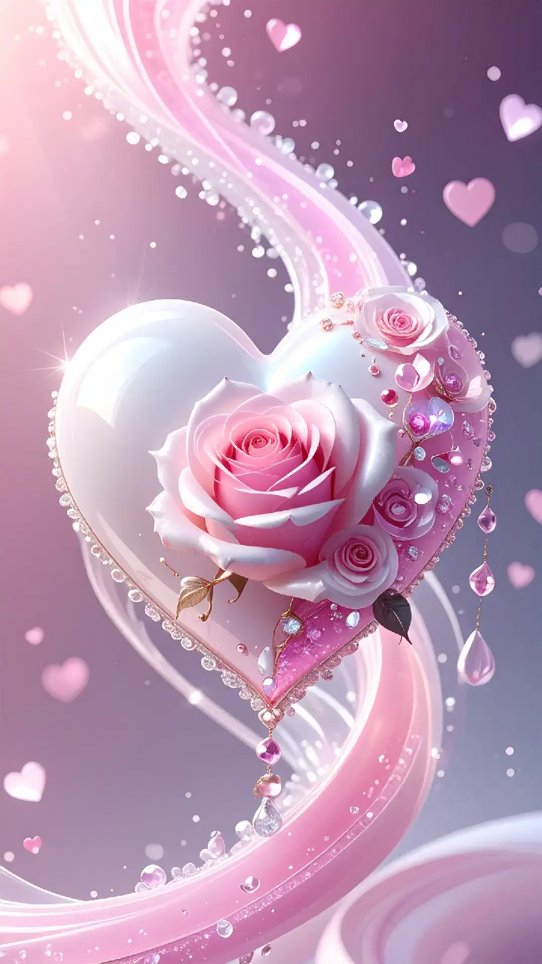 ピンクの雰囲気でハートと薔薇を組み合わせてみました😊#壁紙 #ハート #薔薇 