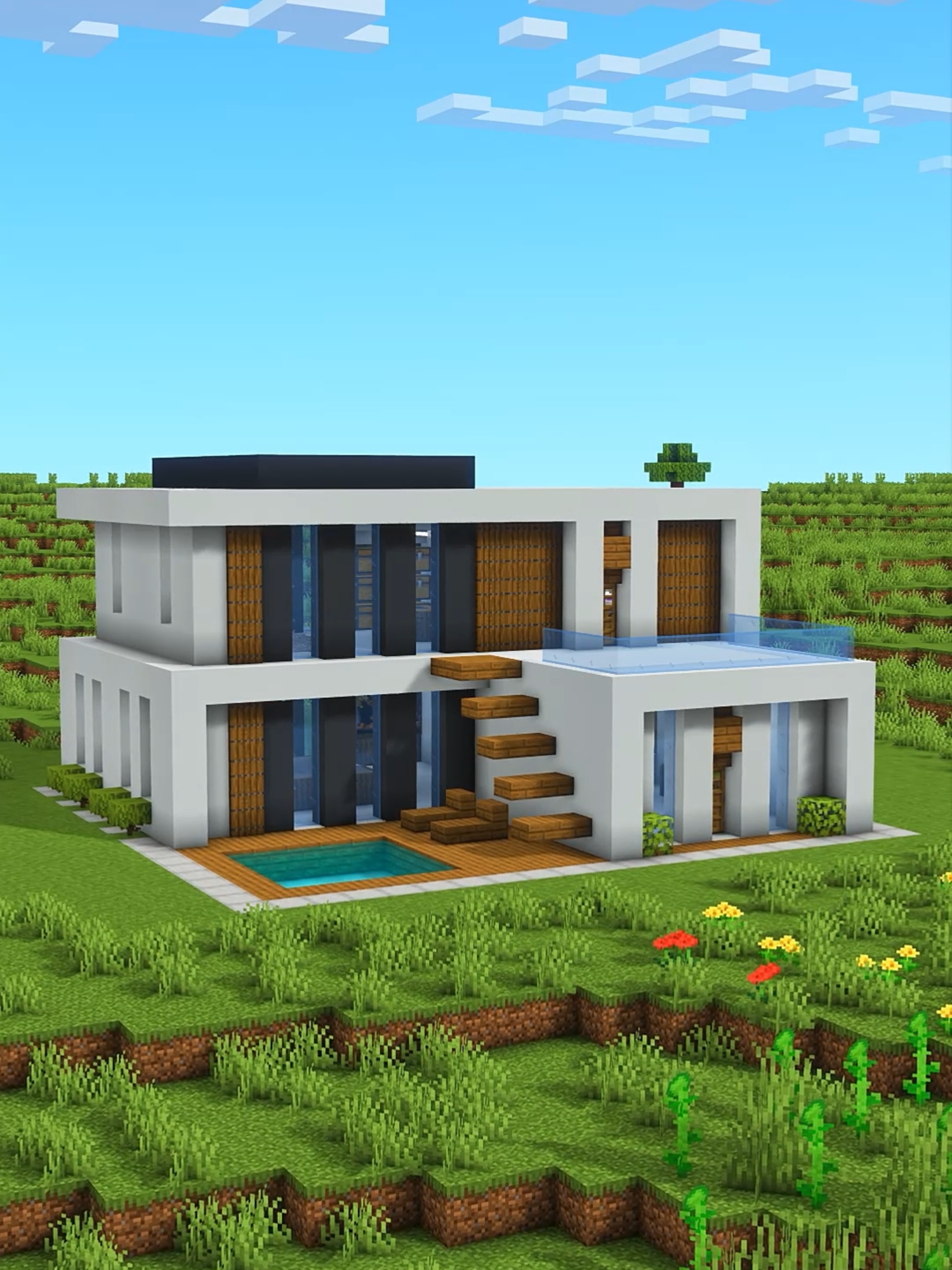 Casa Moderna en Minecraft #Minecraft #minecraftbuilding #minecraftpe #minecrafttutorial