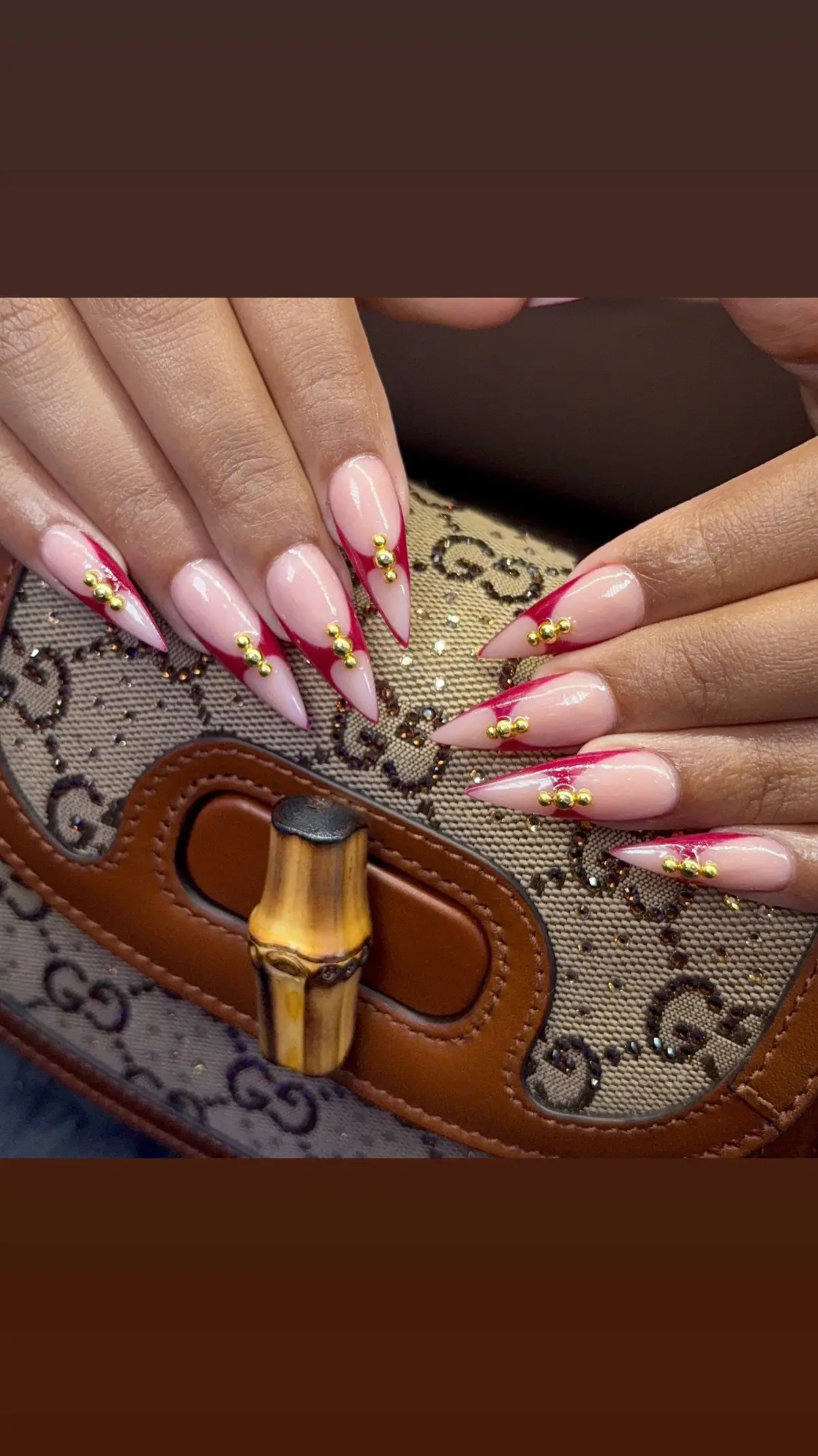 ✨Soft glam with a bold twist 💅 The perfect mix of elegance and edge — pink, red, and gold that turns every glance into a double-take 😍 📍La Dolce Nail Spa – Spring 📲 Book your appointment now and let your nails speak luxury! #LaDolceNailSpa #LuxuryNails #SpringTXNails #NailInspo #GoldAccentNails     