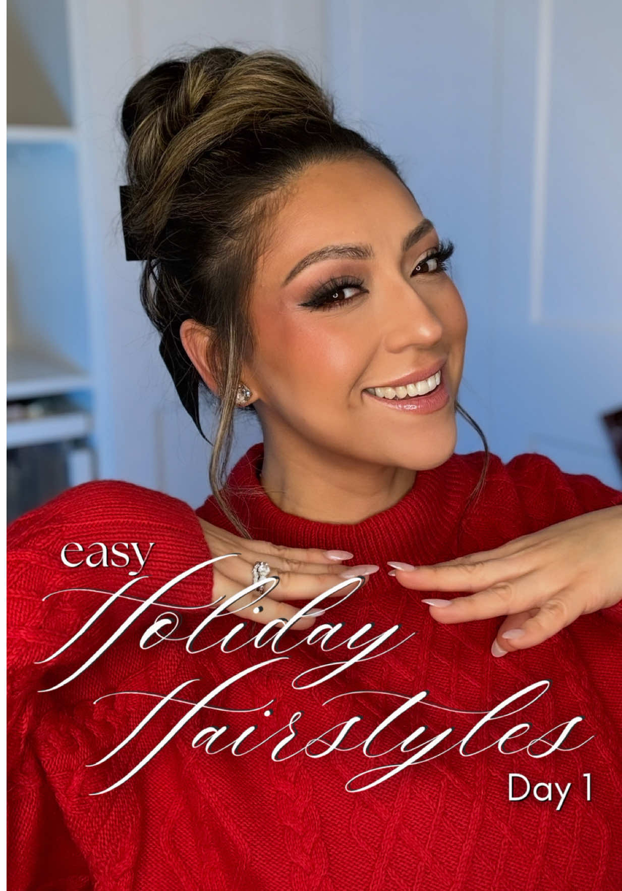 Save and try this quick and easy Holiday Hairstyle this season!🎄 Easy Holiday Hairstyles- Day 1🎁 Make sure to add a cute bow to make it more festive🎀 Using the @T3 Micro curling wand❤️ Would you try this for the Holidays?❄️ • • • #Holidayhair #updo #messybun #hairtutorial #easyhairstyles 