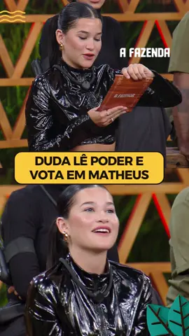 Duda recebeu o Poder Laranja de Mesquita e colocou a CHAMA EM AÇÃO 💥 O voto da peoa passou a valer por quatro e ele foi diretamente para Matheus #FormaçãoDaRoça Acesse RecordPlus.com para assistir à transmissão 24 horas de #AFazenda com seis sinais exclusivos 🔥