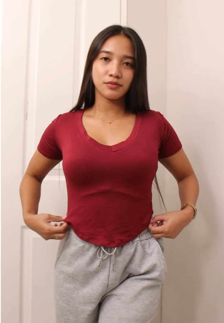 Petty Solid V-neck Top Short Sleeve Buddy Hugging Shirt For Women #sasaofficialstore  #TikTokShopFashion #Petty #ShortSleeve #Shirt