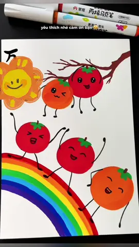 Cách vẽ những trái cà chua vui nhộn 🍅 #thienmink1 #artist #drawing #vuinhon #vetranh