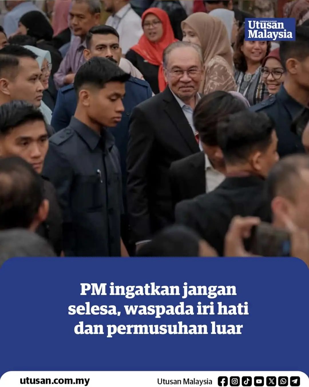 Negara perlu sentiasa berwaspada terhadap sikap iri hati dan permusuhan luar di sebalik kejayaan-kejayaan yang sedang dikecapi ketika ini, kata Perdana Menteri, Datuk Seri Anwar Ibrahim. 