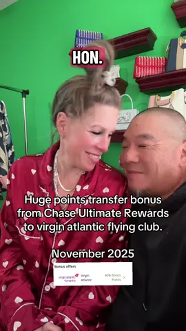 Huge transfer bonus from Chase Ultimate Rewards to Virgin Atlantic (VS) Flying Club through the end of November 2025.  #travelhacks #traveltiktok #traveltips #vacation #pointsandmiles @Kelly Knowles Jan @VirginAtlantic 