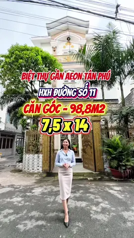 Biệt thự gần Aeon Tân Phú 7,5x14m 98,8m2 Trệt 2 Lầu gara ô tô P.Thờ 4PN 4WC Biệt thự Góc 2 mặt HXH 12.5t #nhadep #bannha #nhadepbinhtan #nhadeptanphu #toquyennhadep 