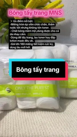 Bông tẩy trang MNS 180 miếng, ép viền chắc – không bị bung. Dùng cực êm da, đặc biệt là da nhạy cảm. Một gói dùng lâu ơi là lâu, giá lại siêu mềm. Muốn sạch – muốn mịn – muốn tiết kiệm → Chốt ngay #MNS nha!🥰🥰🥰 #bongtaytrang #btt #xuhuong 