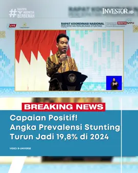 Angka stunting turun jadi 19,8% di 2024, lebih baik dari proyeksi Bappenas. Capaian ini menandai kemajuan nyata dalam pembangunan SDM Indonesia. 👏 Baca terus investor.id dan dapatkan berita ekonomi terkini dari program Investor Daily di Beritasatu TV.  #Investordaily #AngkaStunting #GibranRakabumingRaka #WakilPresiden #PrevalensiStunting  