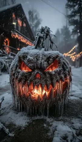 The jack-o’-lantern burned through the blizzard, its icy grin alive with fire. By morning, it was gone, only fiery footprints trailed into the woods.