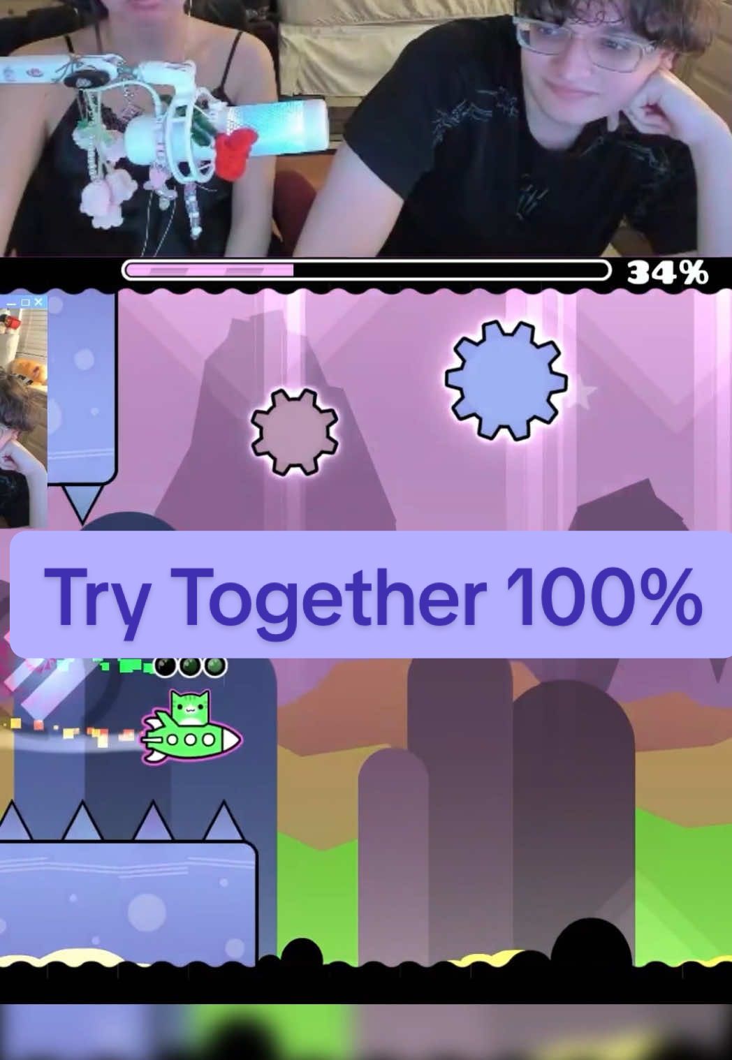 We did Try Together! It was really fun but would have been a lot faster if my boyfriend wasn’t such a bot 🙃 #geometrydash #gd #2player 