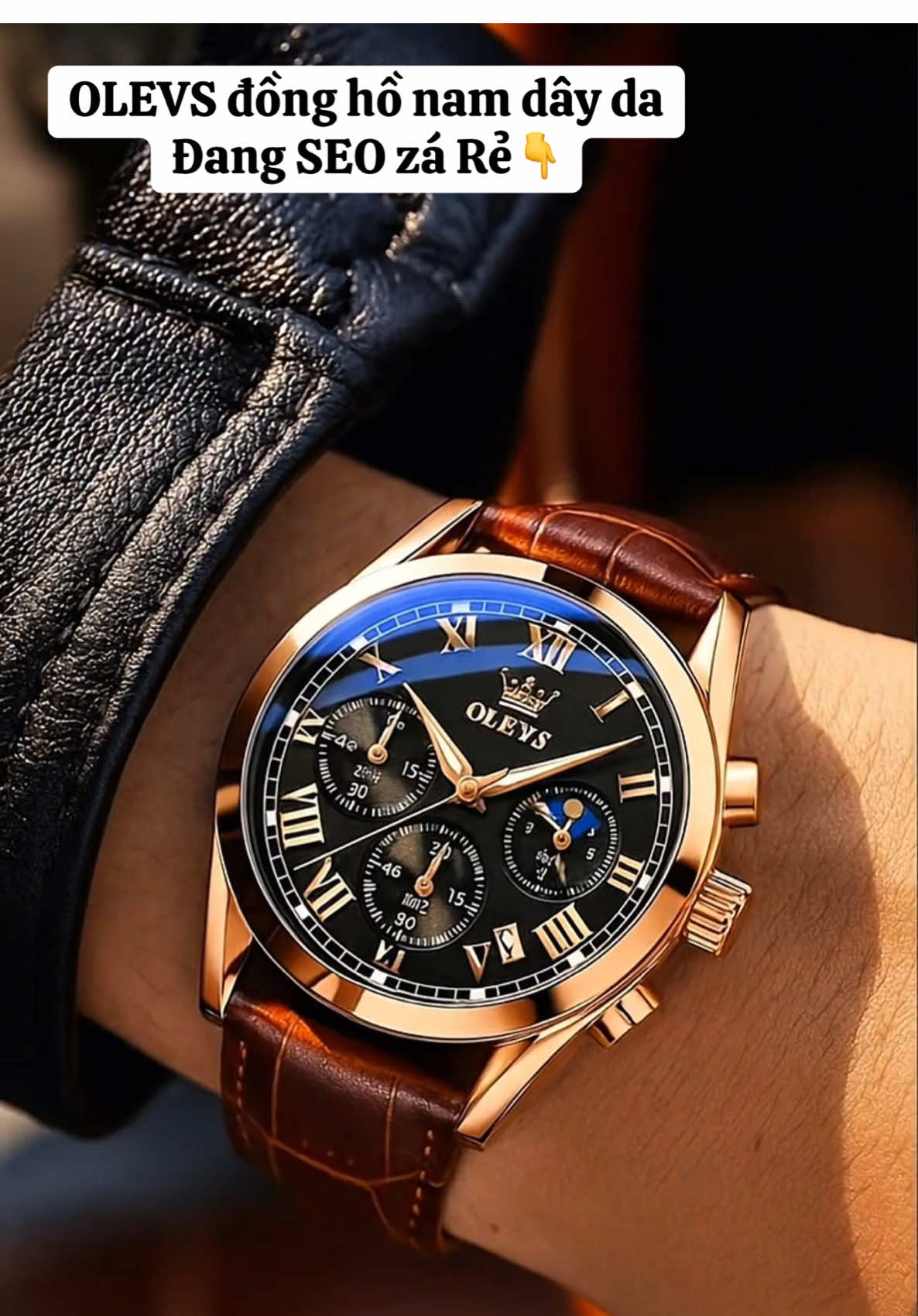 OLEVS đồng hồ nam dây da chống nước ,chống trầy xước bảo hành 1 năm #dongho #donghonam #viral #xuhuong #thinhhanh 