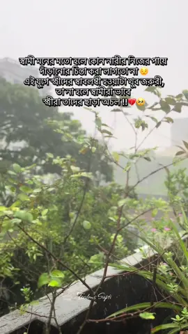 স্বামী মনের মতো হলে কোন নারীর নিজের পায়ে দাঁড়ানোর চিন্তা করার লাগতো না 😌 এই যুগে স্ত্রীদের স্বাবলম্বী হওয়াটা খুব জরুরী ,তা না হলে স্বামীরা ভাবে স্ত্রীরা তাদের ছাড়া অচল !!💔🥹