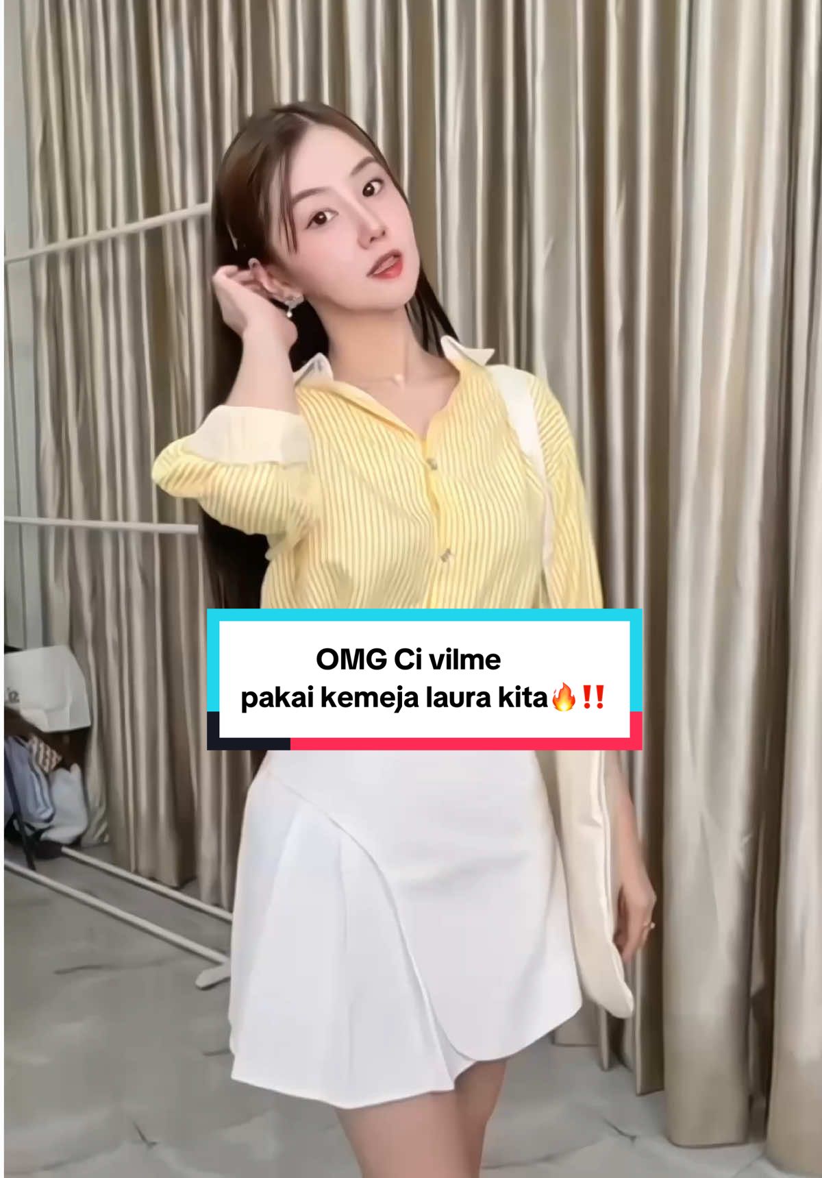 Omg🔥ci vilmei @VILMEI✨ aja approve pakai kemeja laura kita emang the best bangett sihh asli🥰kalian yang mau kembaran cek keranjang kuning🔥#promomakan1111 #ootdinspo #promomakanharian #kemejawanita #kemejaviral #fyp #civilmei #vilmeiiwillie #virall #atasanwanita 