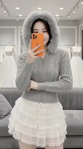 Áo Khoác Len Thừng Phối Mũ Khóa #aokhoacnu #aolennu #aokhoaclen #aolenquangchau #thuylonashop 