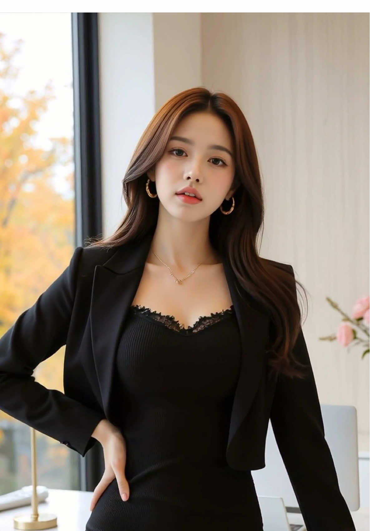 Autumn Office — A Professional and Elegant Black Silhouette #girl #model #aivideo #lookbook