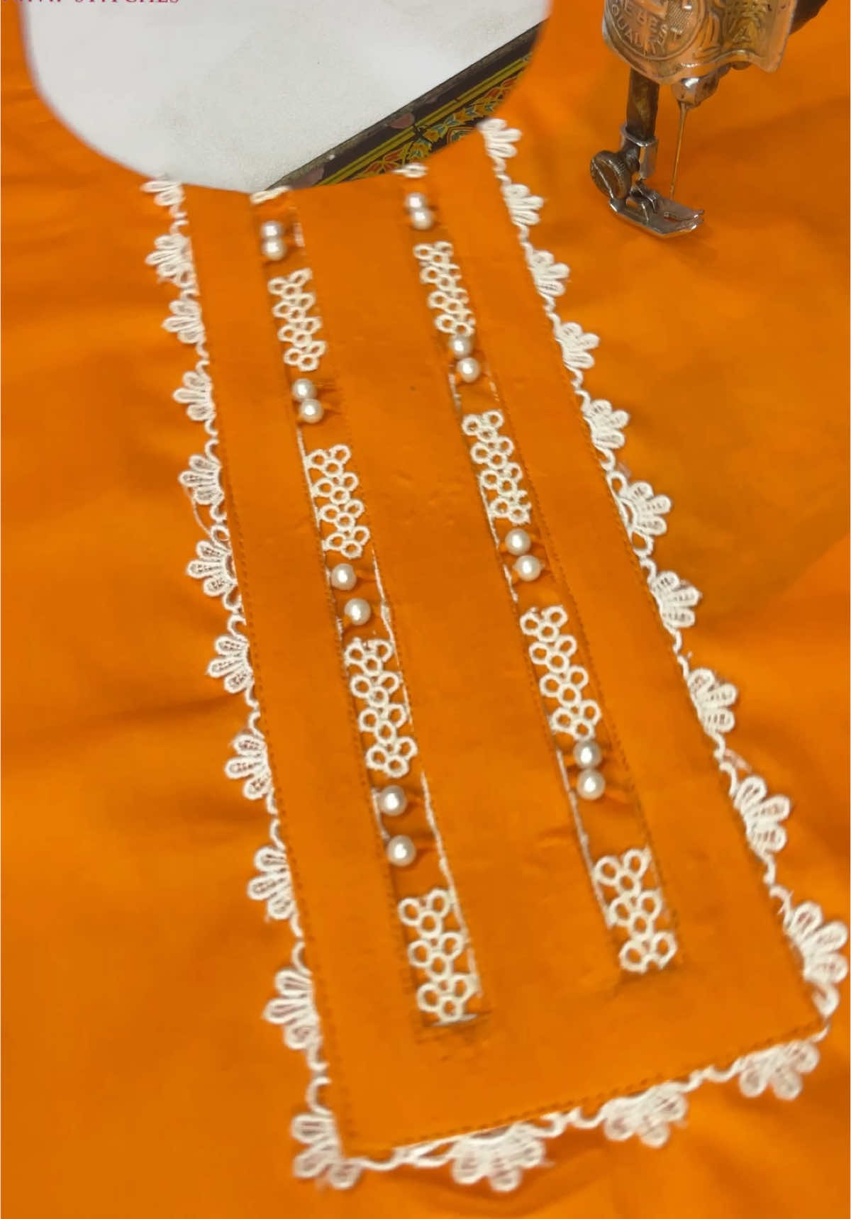 Unique neck design with joint lace #sewing #sewingtips #sewingtutriols #sewinghacks #sewingforbeginners #videoviral 