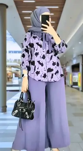 Setelan Kulot motif lilac floral bahan rayon premium, atasan full kancing aktif dan bawahan celana kulot lebar #setelan #setelanwanita #oneset #onesetrayon #setelanrayon 