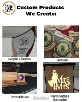 🚀 Level up your awards and souvenirs!At DMC Laser, we bring your ideas to life — with acrylics, plaques, nameplates, and more! 🔥 Laser-cut. UV-printed. Professionally made.💬 Message us today and let’s create something amazing!#LaserCrafted #CustomMadePH #CreativeCraftsmanship #acrylicawards #plaque #Souvenir #UVPrinting #LaserCut #personalize #foryou #fyp