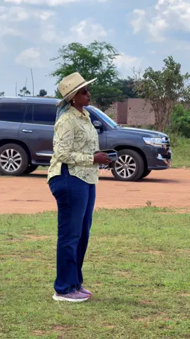 Our elder sister, the First daughter Mrs Natasha Karugire Museveni stands attentive as she is waiting to receive her father Yoweri Kaguta Museveni on his rally campaign at Pallisa.