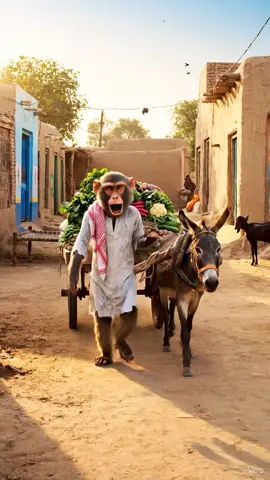 🎥 بندر آج پھر سبزی بیچنے نِکلا — آلو لو، گوبی لو، پالک لو، ہریاں مرچاں لو! 😂 گاؤں والے حیران، سبزی تازہ، سین 100% ریئلسٹک! 🌾🐒 #BanderSabziWala #VillageVibes #ForYouPage #FunnyMonkey #RealisticVideo @TikTok 