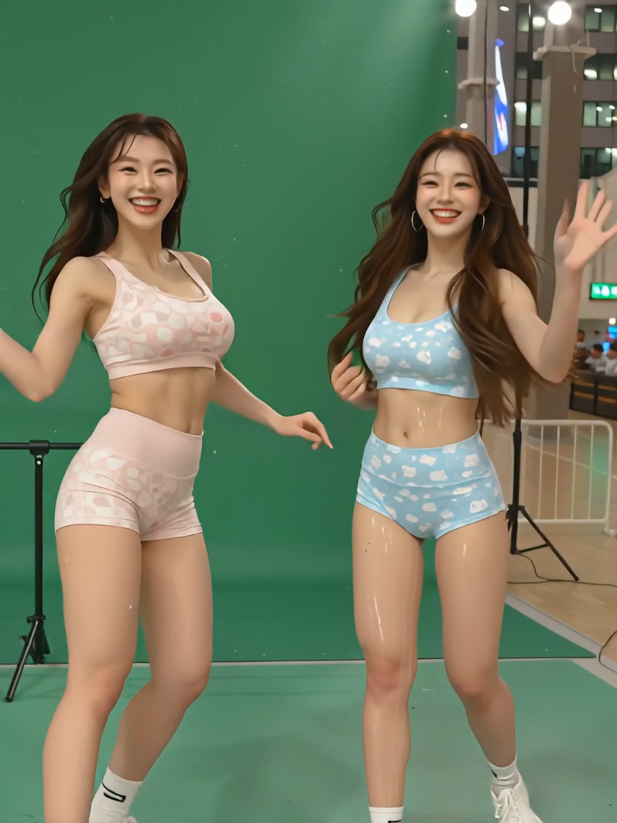 쌍둥이 댄스 듀오! 👯‍♀️ 피트니스 자극! Duo dance routine! 練習を二人で! 双人舞姿! #tiktok #athlete #운동선수