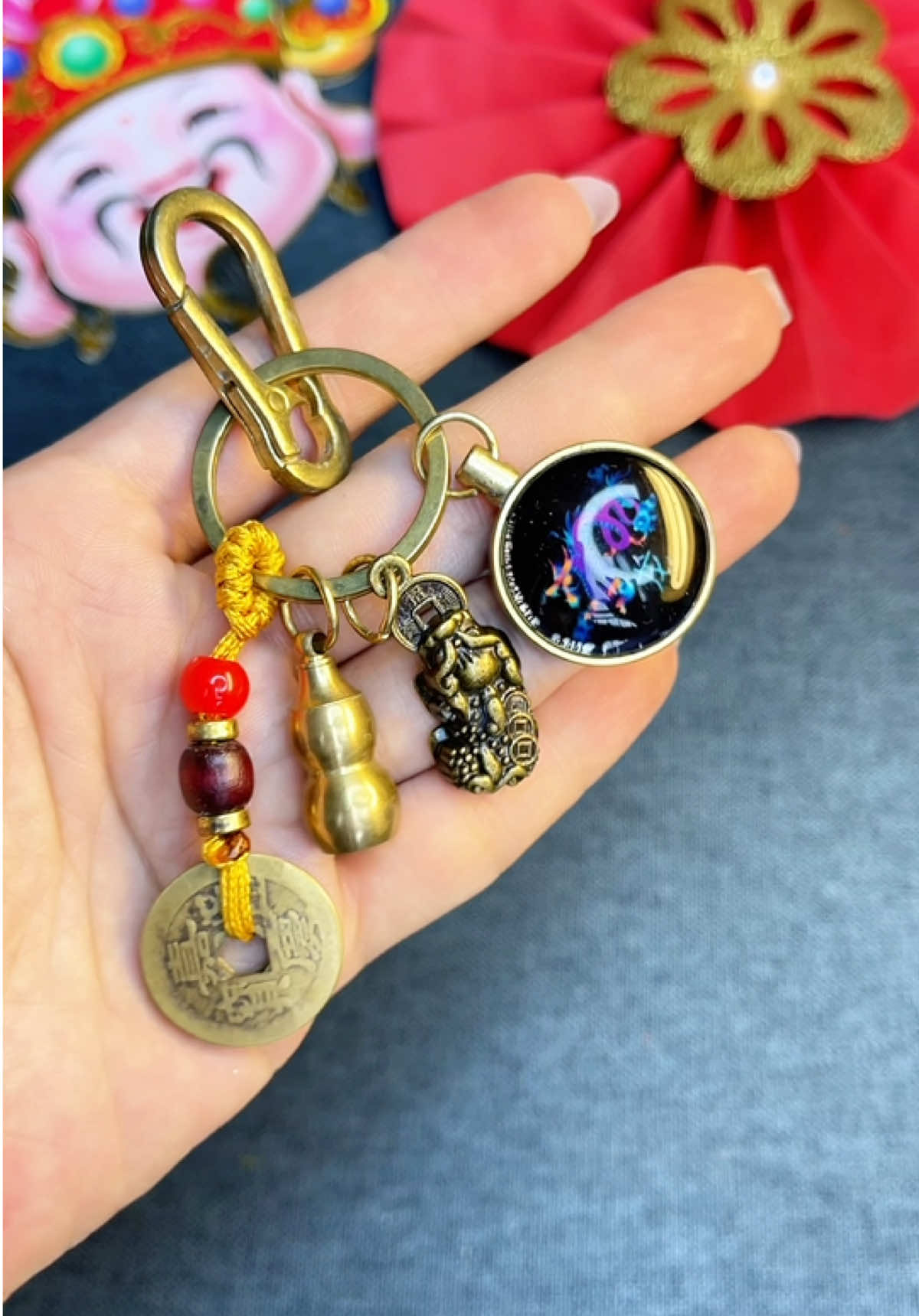 59K bộ móc khoá phong thuỷ bằng đồng thau 4 chi tiết mang lại tài lộc, may mắn. #emmaitaphoa89 #mockhoaphongthuy #mockhoa12congiap #mockhoa #xuhuong 