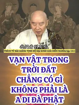 VẠN VẬT TRONG TRỜI ĐÂT CHẲNG CÓ GI KHÔNG PHẢI LÀ A DI ĐÀ PHẬT Đối với Niệm Phật tam-muội, chúng ta thấy có những ông già bà cả tu pháp môn Niệm Phật, khi nào công phu của họ sẽ chín muồi, đại khái là bao lâu? Sau khi niệm Phật một năm; do đó, người ta ba năm liền vãng sanh. Có phải là thọ mạng của họ đã hết hay không? Chẳng phải! Công phu của họ thành tựu, chẳng muốn ở trong thế gian này nữa! Dẫu còn thọ mạng, nhưng chẳng cần nữa, ra đi trước. Họ có thể ra đi, thật sự có bản lãnh! Quý vị thấy họ xử sự, đãi người, tiếp vật, tâm và miệng như một, bất luận gặp ai, bất luận gặp chuyện gì, quý vị thấy họ, họ đều chắp tay, cười hì hì, “A Di Đà Phật, A Di Đà Phật”. A Di Đà Phật là Đẳng Trì, trong tâm người ấy trừ A Di Đà Phật ra, chẳng có gì khác, thật sự hữu dụng! Đối với hết thảy mọi người đều “A Di Đà Phật”, thật sự là A Di Đà Phật, đối với hết thảy sự cũng đều là A Di Đà Phật, người ấy niệm Phật thành công, vì sao? Vạn vật trong trời đất chẳng có gì không phải là A Di Đà Phật. A Di Đà Phật có nghĩa là gì? A Di Đà Phật cũng là một câu tiếng Phạn, dịch sang nghĩa tiếng Hán là Vô Lượng Giác. Vô Lượng Giác là gì? Tự tánh. Hết thảy chúng sanh đều có Phật tánh, người ấy thấy Phật tánh của hết thảy chúng sanh, há chẳng phải là A Di Đà Phật? Hết thảy vạn vật đều có Pháp Tánh, Pháp Tánh là A Di Đà Phật. Do đó, bất luận đối với người, đối với sự, đối với vật, người ấy luôn một câu A Di Đà Phật, đó là Niệm Phật tam-muội, người ấy đã trụ trong Niệm Phật tam-muội. Chúng ta thấy quý vị quan sát cẩn thận, thông thường là một năm người ấy đạt đến cảnh giới này, hai năm thuần thục, ba năm ra đi. Chúng ta phải học tập điều này, chớ nên nghĩ chính mình thông minh, chúng ta thua kém những bà cụ ấy quá xa, người ta ba năm bèn đến thế giới Cực Lạc làm Phật, chúng ta vẫn tiếp tục luân hồi trong lục đạo, vẫn tạo nghiệp, làm sao có thể sánh bằng người ta cho được? Người ta buông xuống vạn duyên. TRÍCH TỪ BÀI GIẢNG TỊNH ĐỘ ĐẠI KINH GIẢI DIỄN NGHĨA (tập 121)