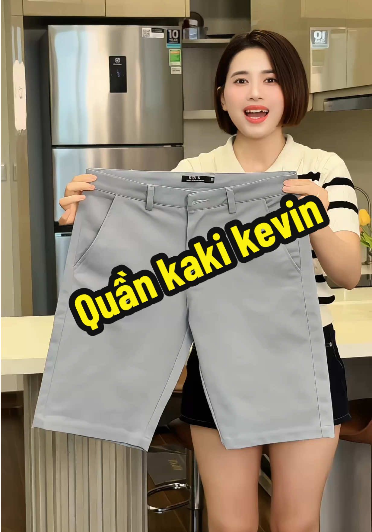 Quần kaki kevin k nhăn #kieugialinh #quanshortnam #quankaki 
