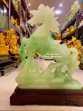 Tượng ngựa phong thuỷ màu đá xanh ngọc (cao 44 dài 34 rộng 13) #phongthuytamlinh #horse #trending #xuhuong #viral 
