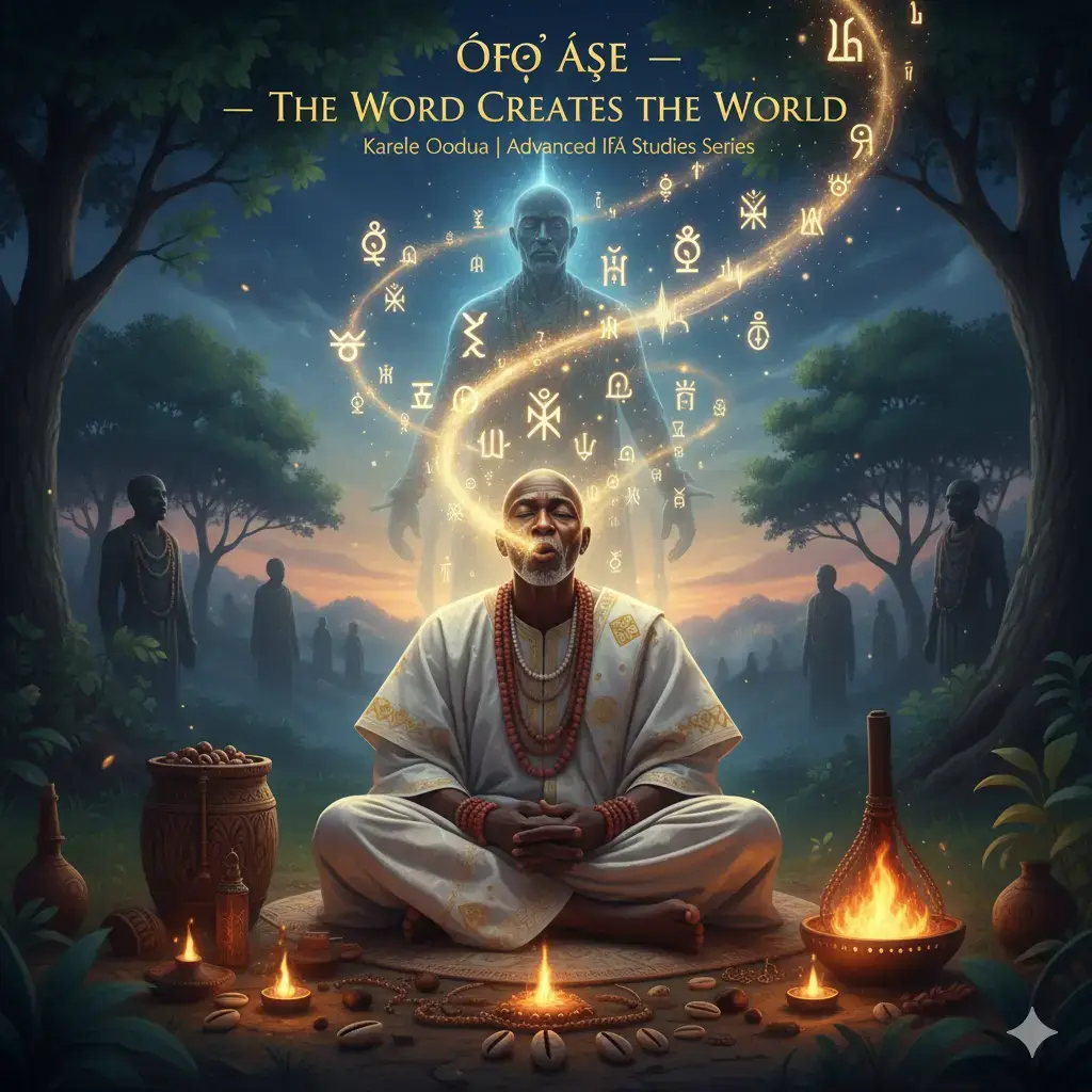 The Power of Language and Incantation (Òfọ̀ Àṣẹ) Advanced Ifá Studies — Karele Oodua Series In the beginning, there was no pen, no book, no written code — only sound. And from that sound, life unfolded. Among the Yoruba, it is said: > “Ọ̀rọ̀ ní ń dá ayé” — Words create the world. To speak was never casual. Speech was a sacred act — a vibration of spirit through breath, the bridge between thought and reality. 🕯️ Òfọ̀ Àṣẹ — The Word That Creates In Ifá, Òfọ̀ Àṣẹ is not just a chant or incantation. It is a precise combination of sound, rhythm, tone, and intent that awakens divine energy. When a Babaláwo or Ìyánífá recites verses of Ifá, they are not just telling stories — they are activating cosmic frequencies stored in the Odù. Every verse, every proverb, every tonal inflection is a mathematical code — a sonic formula that aligns the speaker with Òrún (the spiritual realm). That is why an Ifá priest prepares before speaking — purifying thought, emotion, and tongue. Because the mouth is a temple, and every word that leaves it either builds or destroys. 🌬️ The Science Behind Sacred Speech Modern physics teaches that vibration shapes matter — sound organizes energy into form. The Yoruba knew this centuries ago. They understood that when sound is charged with Àṣẹ, it becomes Òfọ̀ — the sound of command, a linguistic key that unlocks reality. Thus, to chant a sacred Ifá verse with proper tone is to realign destiny. To speak words of healing is to activate balance. To utter curses carelessly is to disturb harmony. As Ifá says: > “Ọ̀rọ̀ tí a sọ lójú àtàrí, ló ń dá ẹni sílẹ̀.” The words spoken above the head become the reality we live. 🔊 The Ritual of Breath and Intention Ifá teaches that speech must follow three alignments: 1. Ìmọ̀ (Knowledge) — know what you say. 2. Ìtókun (Preparation) — purify your energy before you speak. 3. Ìfẹ̀ (Love) — speak from alignment with Òrì and compassion. Only then will the word carry full Àṣẹ. Even the simple greeting “Ẹ kú àárọ̀” carries vibration — it transmits goodwill, balance, and shared life-force. This is why Yoruba greetings are long — they are blessings disguised as conversation. 🌟 Ifá, The Language of the Gods Every Òrìṣà responds to specific sounds and names. Calling Ògún with “Ogun yé!” awakens the vibration of iron and progress. Calling Òṣun with “Yèyé Ọ̀ṣun, Òsun sègèsè!” invites sweetness and flow. Names themselves are invocations — each one a compressed prayer, a sound-map of destiny. > “Orúkọ ń rọni” — Names mold character. To know your spiritual name is to know your vibration — and to speak it with awareness is to call your soul into harmony. ⚡ Òfọ̀ Àṣẹ in Modern Times Today, this wisdom is more needed than ever. In a world of careless speech, gossip, and noise, Ifá reminds us that to speak is to create. When we speak peace, we project light. When we speak anger, we multiply chaos. Our words are spiritual technologies — every syllable a command to the universe. So Ifá teaches: > “Ṣe ọ̀rọ̀ rẹ lọ́wọ́, kó má bà ọ lọ́rùn.” Hold your words carefully, lest they choke your destiny. 🕊️ In the End — The Word is Àṣẹ The greatest power in the universe is not fire, water, or iron — it is sound. Through it, the unseen becomes seen, the formless takes form, and the human becomes divine. Guard your words. Shape your speech. For each word is a seed of reality, and the tongue is the sculptor of fate. #KareleOodua #IfaWisdom #OfoAse #YorubaPhilosophy #SpiritualScience #AsePower #Orunmila #IfaTradition #YorubaLanguage #SacredSpeech #OrisaWisdom #AfricanSpirituality #ReturnToYourRoots #YorubaCulture #AseNiOrun #IwaPele #PowerOfWords #YorubaCosmology #VoiceOfCreation