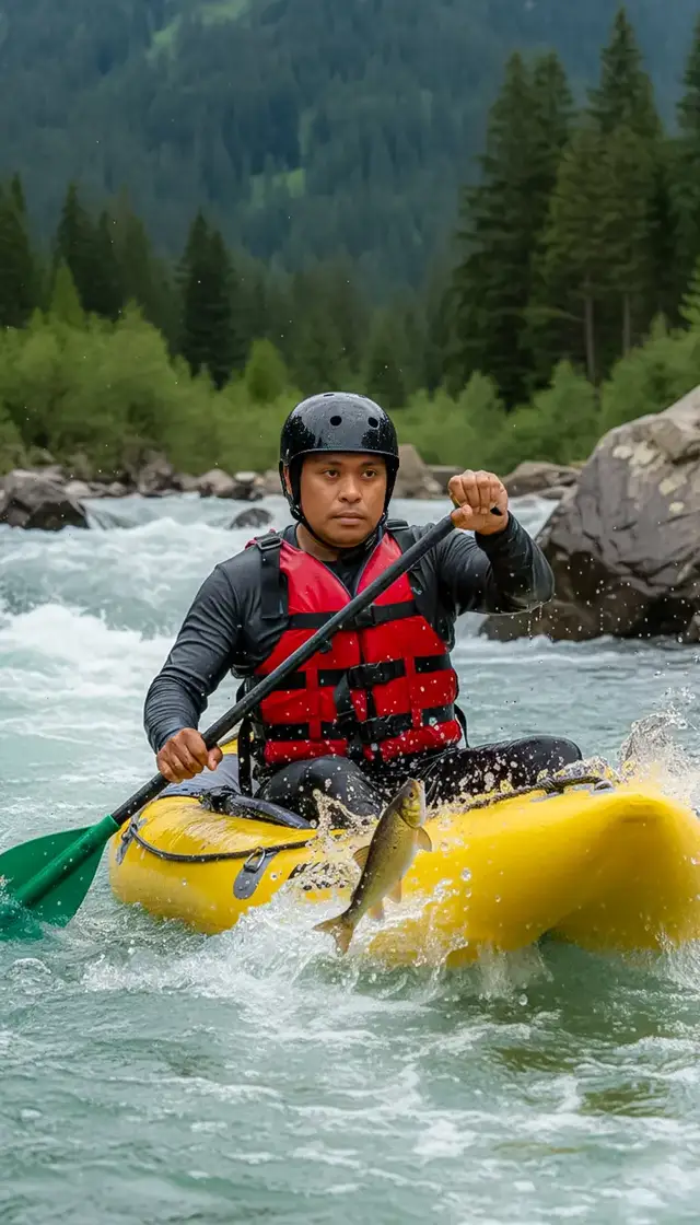Tutorial edit di GEMINI AI 👊 ‎1. buka aplikasi Gemini 📲 ‎2. Masukan foto kamu📸 ‎3. Copy+paste prompt di bawah👇 PROMPT : Seorang pria sedang arung jeram di sungai pegunungan yang deras, duduk di kayak kuning cerah. Ia mengenakan helm hitam mengilap, jaket pelampung merah dengan sabuk pengaman hitam, dan kaus olahraga abu-abu tua yang tampak basah karena cipratan air. Wajahnya menunjukkan ekspresi serius dan fokus saat ia mengayuh dayung hitam berujung hijau dengan penuh semangat. Air sungai tampak bergolak, dipenuhi buih dan semburan putih, menandakan arus yang kuat. Di udara, tepat di depan dayung, seekor ikan berwarna cokelat keemasan melompat keluar dari air, mengirimkan cipratan air ke segala arah. Latar belakangnya menampilkan lanskap pegunungan hijau yang rimbun, dengan bebatuan besar di tepi sungai yang dilumuri air yang mengalir. Cahaya alami dari sore yang mendung menciptakan suasana yang dinamis, penuh petualangan, dan realistis, dengan detail tajam yang tertangkap di air dan gerakan yang membeku, seolah waktu telah berhenti sejenak. Komposisi foto berfokus pada subjek di tengah bingkai, menyampaikan energi, kekuatan, dan ketegangan olahraga ekstrem luar ruangan. Gaya visual: fotografi aksi luar ruangan HDR 8K yang realistis, sinematik, tajam, sangat detail, dengan warna alami, kontras lembut, dan tekstur realistis dalam air, bebatuan, dan pakaian. #geminiai #geminitrend #fyp 