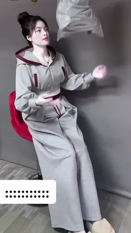 LAPPAI - Set Bộ Nỉ Nữ Xám Phối đỏ #setdoxinh #setninu #thoitrangnu #xuhuongtiktok 