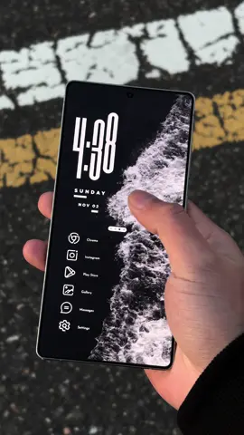 Ocean texture + minimal icons. smooth layout, practical to use. Write “pack” if you want it. #s25ultra #androidcustomization #androidsetup #homescreen #phonewallpaper 