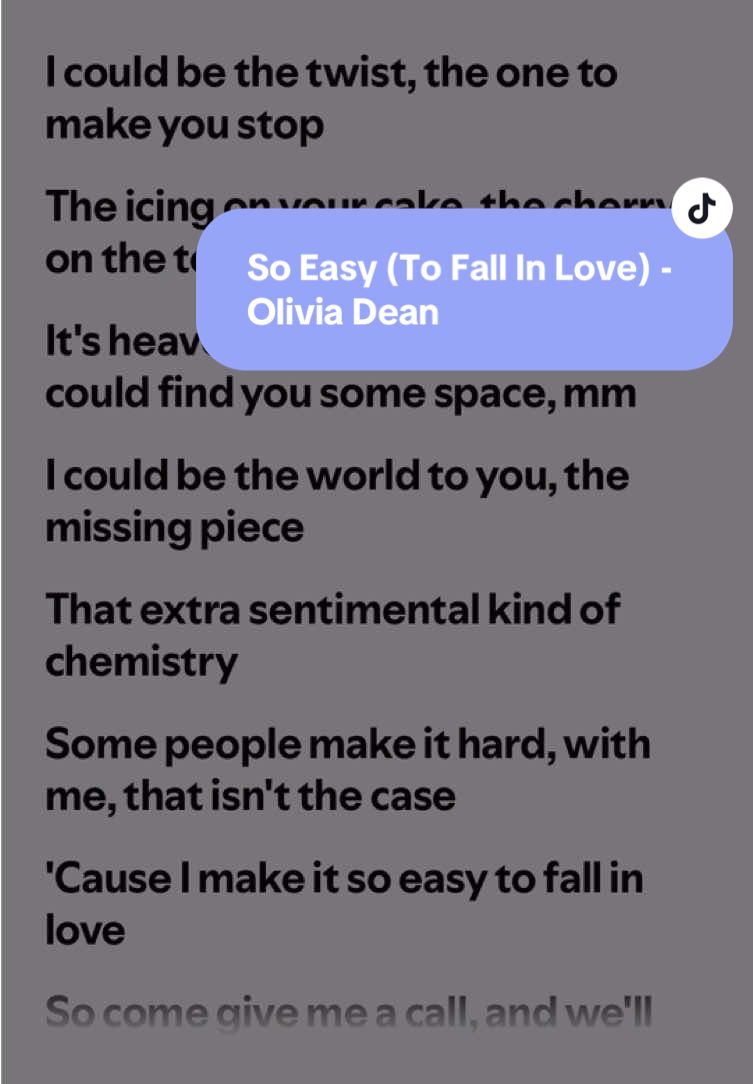 So Easy (To Fall In Love) - Olivia Dean  • • • #lyricsvideo #fyp #oliviadean #lyrics 
