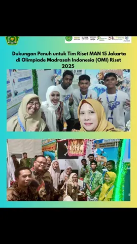 📚✨ Dukungan Penuh untuk Tim Riset MAN 15 Jakarta di Olimpiade Madrasah Indonesia (OMI) Riset 2025 ✨📚 Rabu, 12 November 2025, menjadi hari penuh semangat bagi keluarga besar MAN 15 Jakarta. Kepala Madrasah bersama para Wakil Kepala Madrasah dan perwakilan guru melakukan kunjungan ke Grand El Haj, lokasi pelaksanaan Olimpiade Madrasah Indonesia (OMI) bidang Riset. Kunjungan ini bukan sekadar silaturahmi, tetapi juga bentuk nyata dukungan dan kebanggaan kepada Tim Riset MAN 15 Jakarta yang tengah berjuang menampilkan karya terbaik mereka di ajang bergengsi tingkat nasional. 🌍🔬 Melalui kegiatan ini, para guru dan pimpinan madrasah ingin memberikan semangat langsung kepada para peserta agar terus percaya diri, berani berinovasi, serta menunjukkan potensi luar biasa yang dimiliki oleh siswa madrasah. Ajang OMI bukan hanya tentang kompetisi, tetapi juga tentang kolaborasi, kreativitas, dan kontribusi nyata bagi kemajuan ilmu pengetahuan dan masyarakat. Semangat riset yang tumbuh dari madrasah menjadi bukti bahwa generasi muda kita mampu berpikir kritis, solutif, dan berdaya saing global. 🌱✨ Semoga seluruh perjuangan dan doa yang mengiringi langkah Tim Riset MAN 15 Jakarta membuahkan hasil terbaik. Teruslah berprestasi dan menjadi inspirasi bagi madrasah di seluruh Indonesia! 💚🏆 #OlimpiadeMadrasahIndonesia #RisetMadrasah #MAN15Jakarta #MadrasahBerprestasi #MadrasahHebatBermartabat   