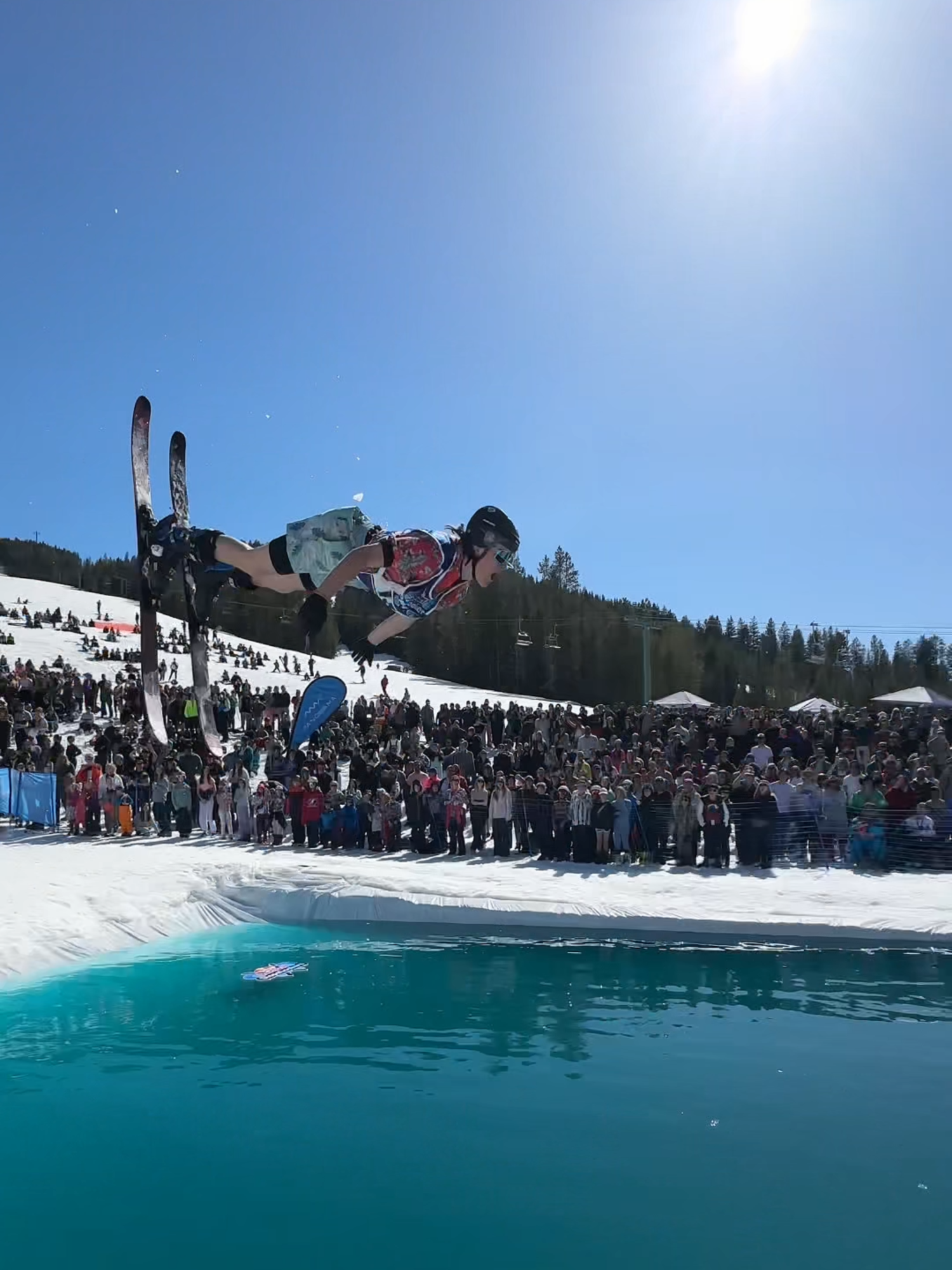 do you think you could make it across? 🤯 #redbull#givesyouwiiings#energydrink#slopesoakers#wintersports