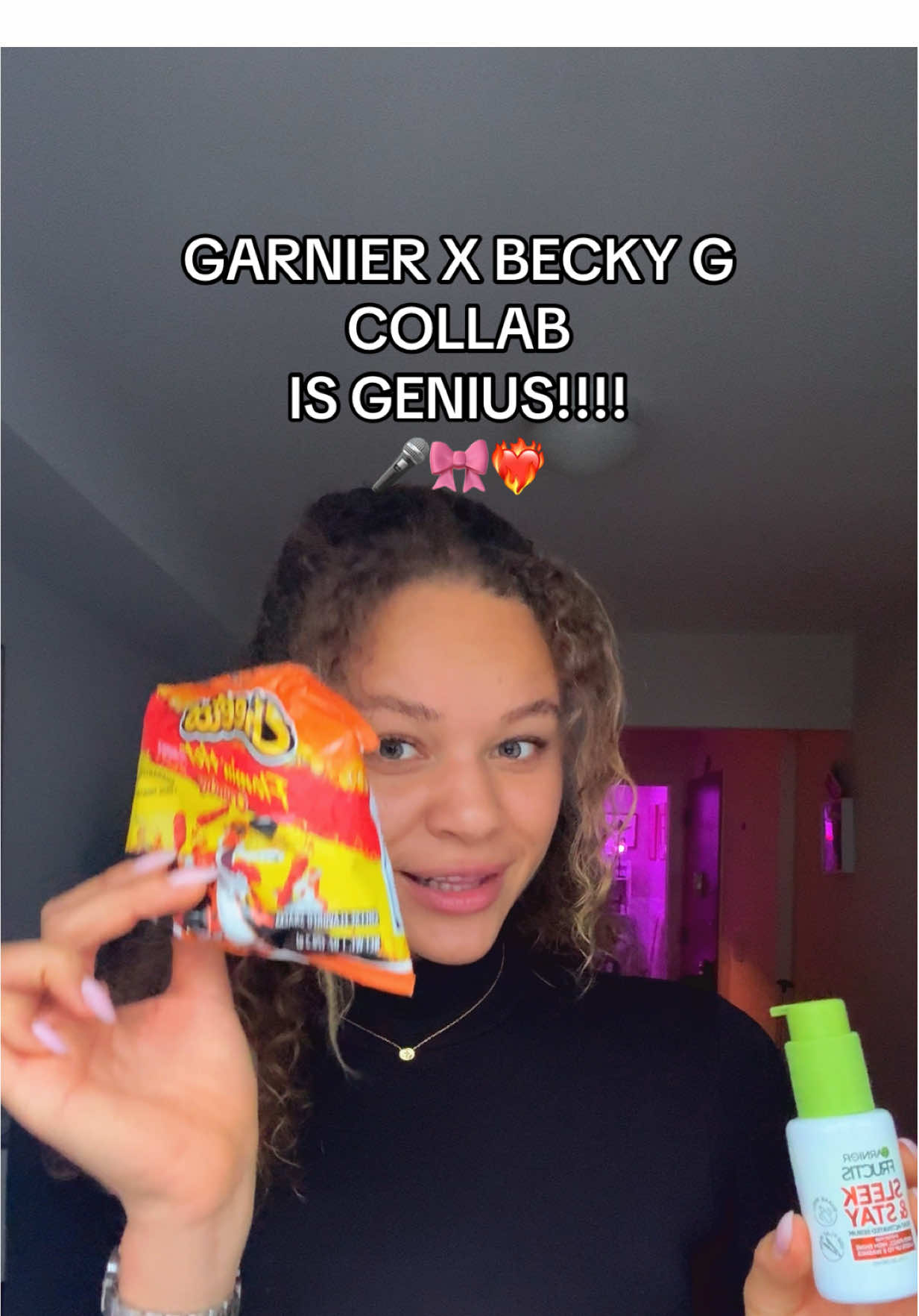 Who knew hair care could be so spicy? 🌶️ I absolutely LOVE the Sleek and Stay by @GarnierUSA and use it EVERY TIME I apply heat to my hair.  Thank you Garnier and @Becky G for these goodies! #haircare #garniergiftedme #garnier #heatprotectant #beckyg 