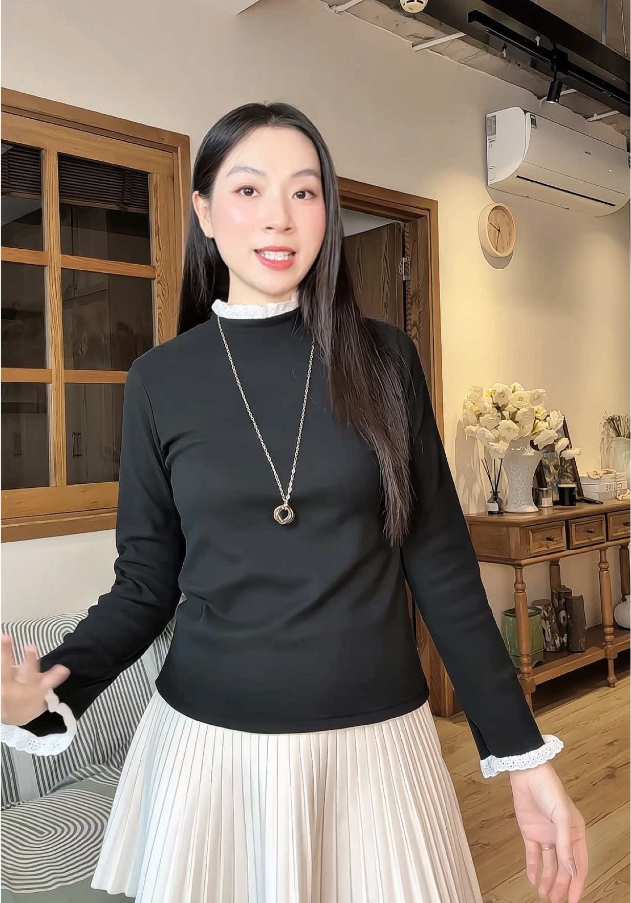 Áo giữ nhiệt cổ ren xinh #aogiunhiet #linhlunglieng 