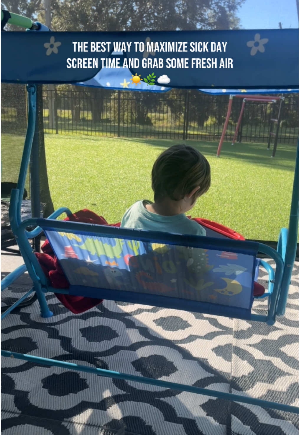 Kids porch swing chair #porchswing #patioswing #tiktokshopblackfriday #tiktokshopcybermonday #tiktokshopcreatorpicks  (My kids love tablet puzzle games, but not so much being sick. This patio swing is a great relaxing distraction for a little bit)