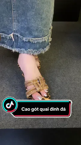 Dép cao gót quai đính đá #depxinhgiare #giaydep #depnu #depcaogot #xuhuong 