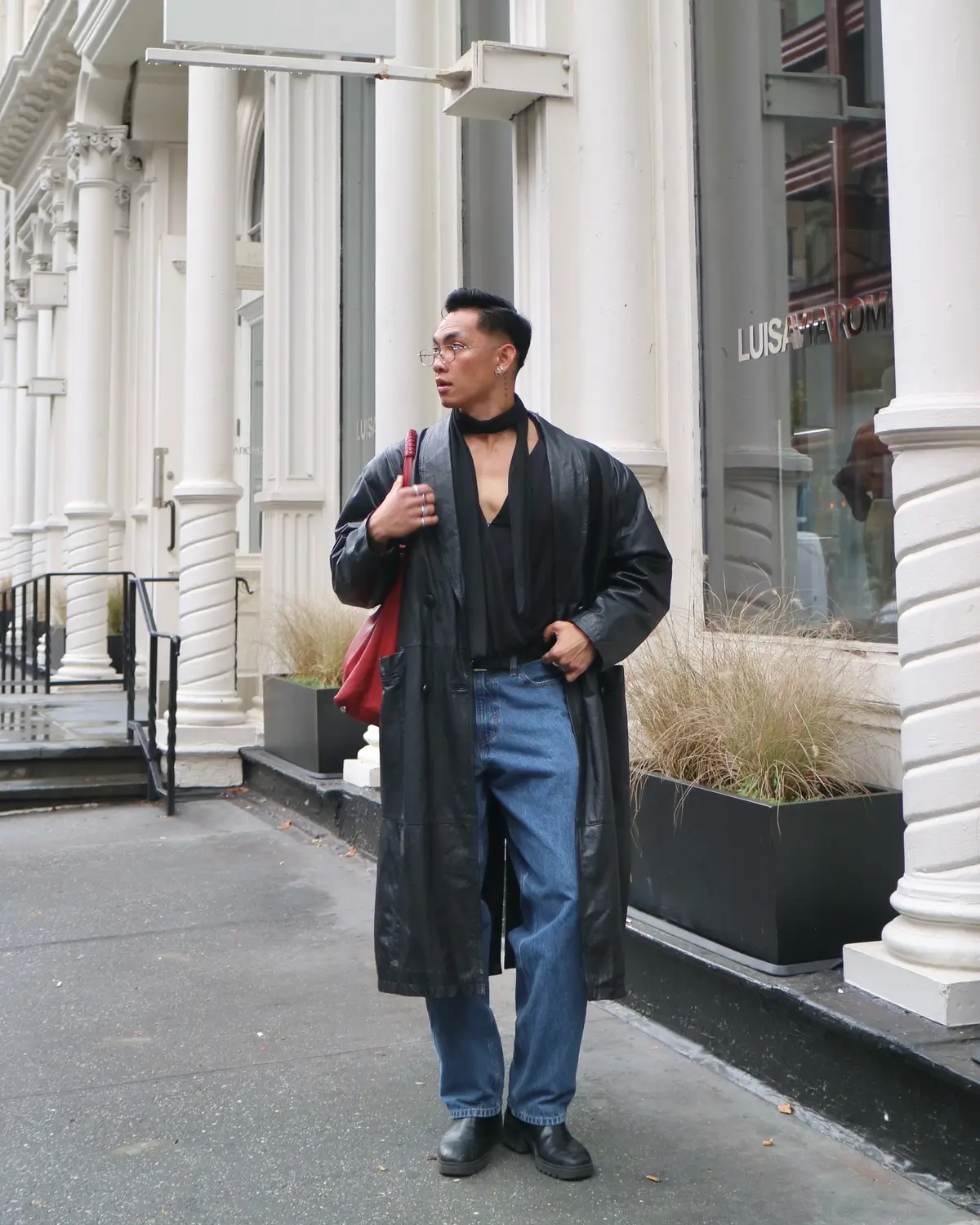 Leather jacket mens outfit, nyc streetstyle fashion, minimal ootd inspo, fall style ____ #menswear #falloutfit #nycfashion #leathercoat 