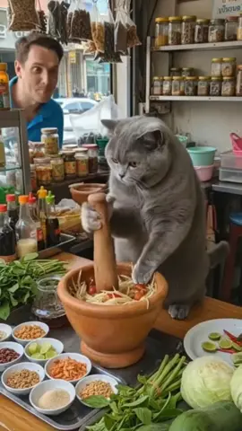 ส้มตำสูตรทำลายไต...จะกินดี ๆ ไหมนุด 😾 #ส้มตําปูปลาร้า #catmeme #fyp #คลิปฮา #แมวน่ารัก 