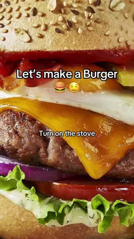 let’s make a burger! #interactive #fypシ  Recipe: Ingredients: 	•	1 lb ground beef (80/20 blend) 	•	Salt + pepper 	•	4 burger buns 	•	4 slices cheese (American, cheddar, or your fave) 	•	Lettuce leaves 	•	Sliced onions (raw or caramelized) 	•	Butter or oil for toasting 	•	Optional: tomato, pickles, burger sauce ⸻ Steps: 	1.	Shape patties: Form 4 loose patties, slightly wider than your buns. Press a little dimple in the center. 	2.	Season: Salt + pepper both sides generously. 	3.	Cook: Heat skillet or grill → sear patties 3–4 min per side for medium. Add cheese in the last minute so it melts perfectly. 	4.	Toast buns: Lightly butter and toast cut sides till golden. 	5.	Assemble: Bun → lettuce → cheesy patty → onions → top bun. Add sauce if you want.